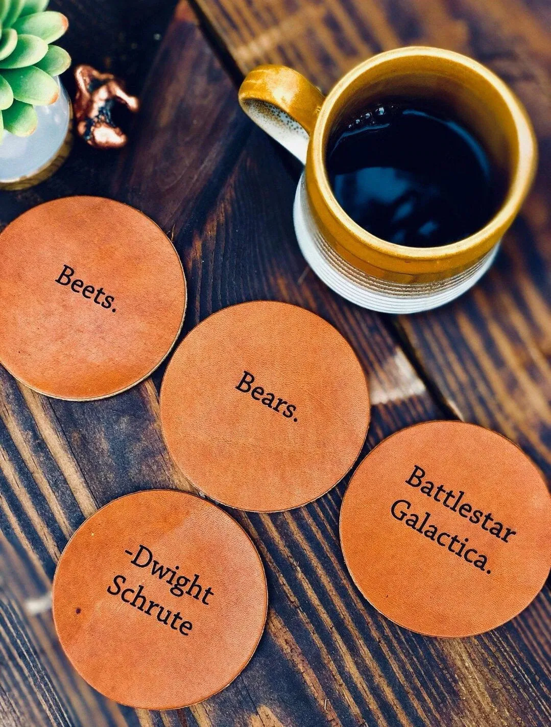 Personalized Coasters - Custom Coaster - Engraved Leather Coasters - Bridal Shower - Wedding Gift - Monogram Coaster - Dining Table Decor