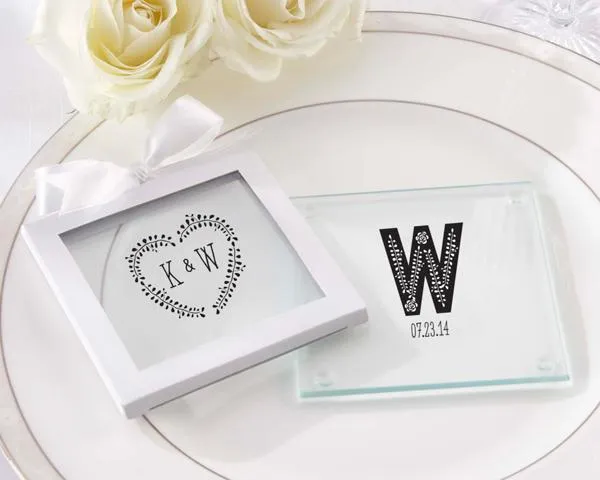 Personalized Glass Coasters - Wedding (Set of 12)