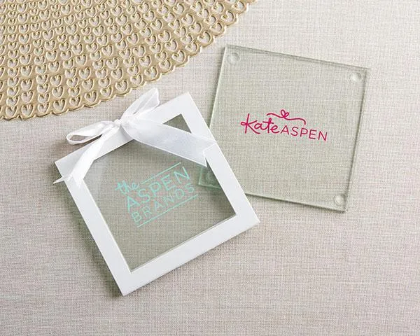 Personalized Glass Coasters - Wedding (Set of 12)