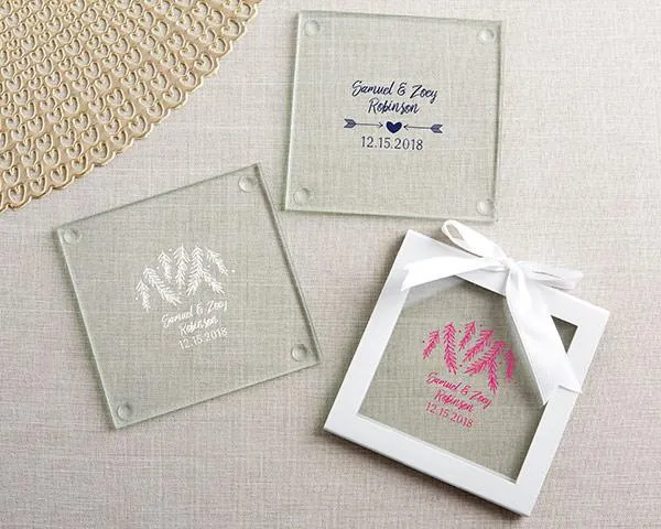 Personalized Glass Coasters - Wedding (Set of 12)