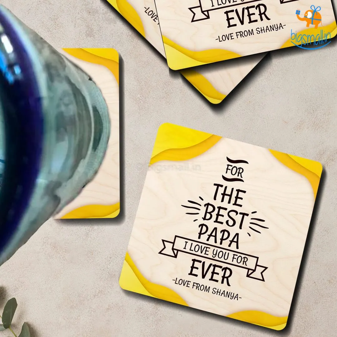 Personalized The Best Papa Wooden Coasters | COD Not available