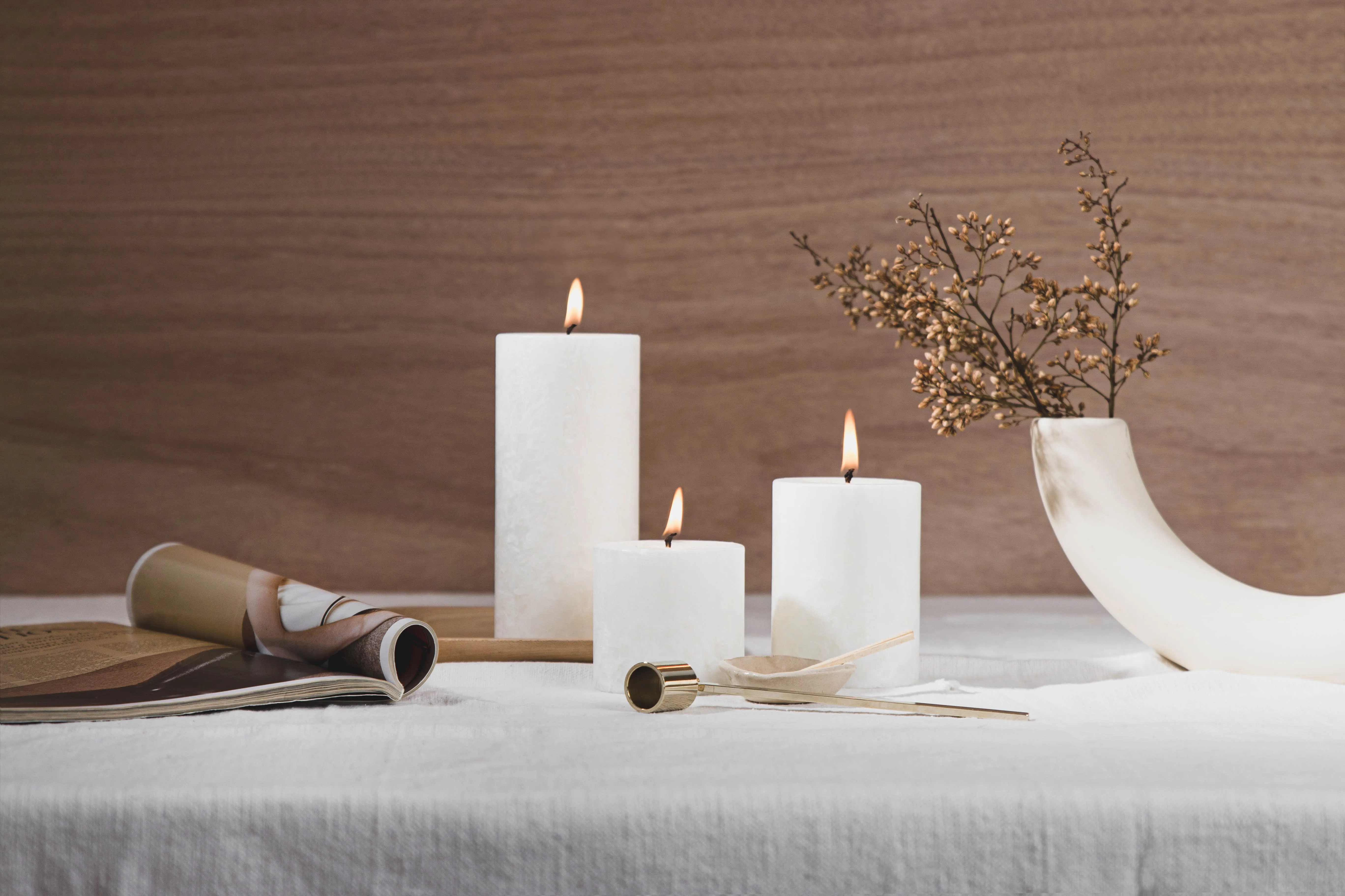 Pinot Blanc Pillar Candle (White) Large 100mm