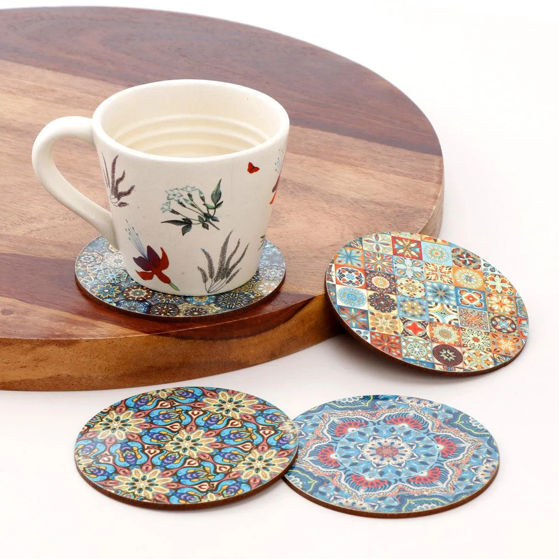 Printed Coasters in MDF Wood for Home and Dining Table   ( set of 4 )