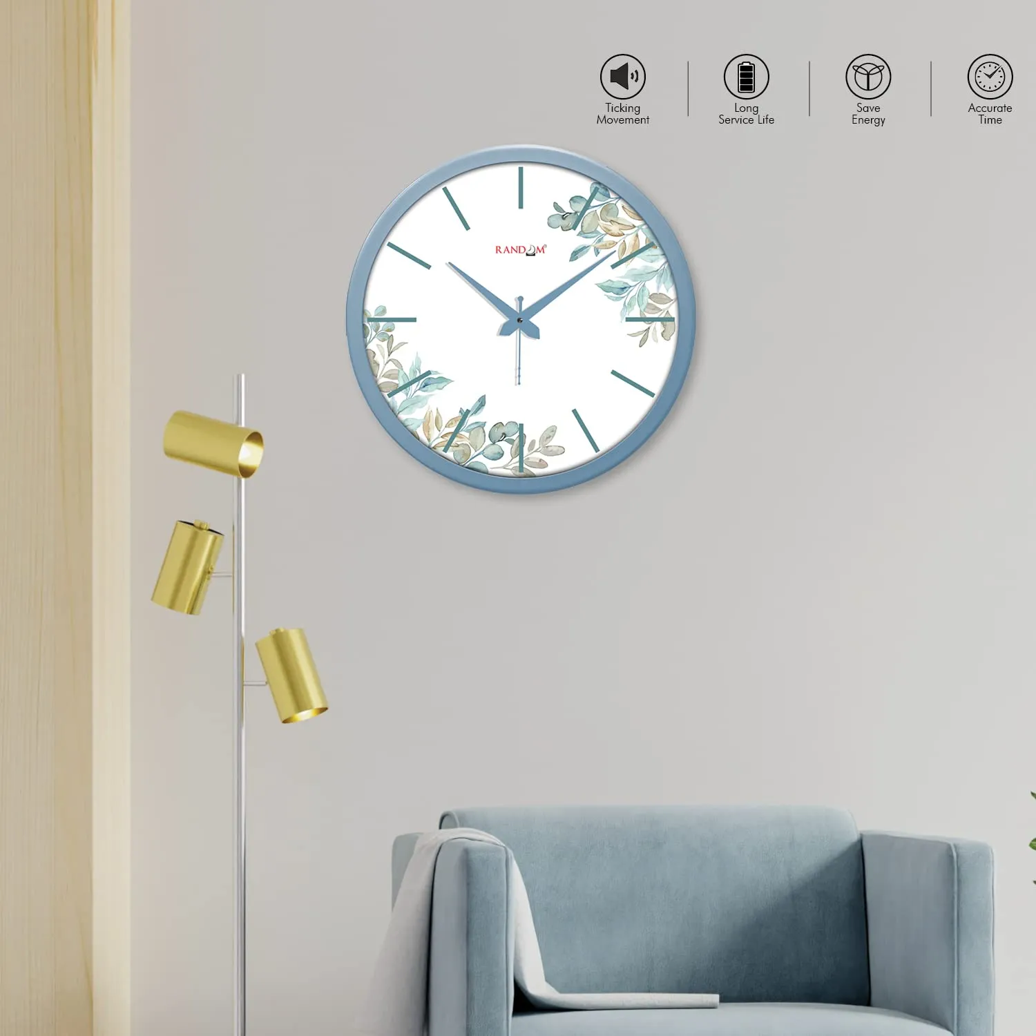 RANDOM 12 Inch Classic Number Modern Stylish Tic TOC Wall Clock for Home, Living Room, Bedroom, Lobby, Office, and Kitchen (Grey)