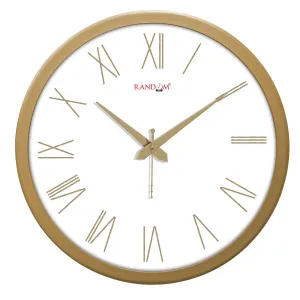 RANDOM 12 Inch Roman Numbers Modern Stylish Tic TOC Wall Clock for Home, Living Room, Bedroom, Lobby, Office, and Kitchen (Golden)