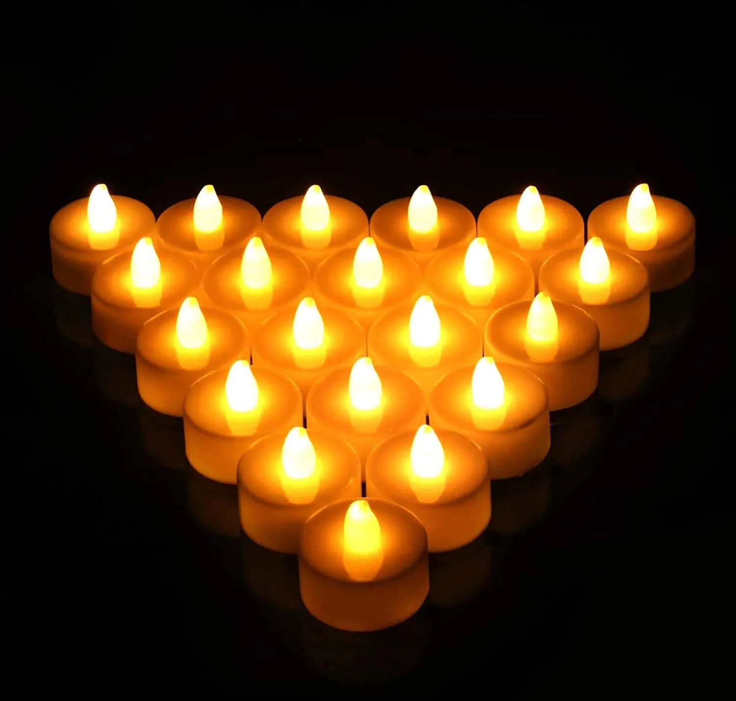 Rangwell Acrylic Flameless & Smokeless Decorative Candles Led Tea Light Perfect for Gift, Diwali, Navratri Decoration | Led Tea Light Candles (Yellow - Pack of 48)