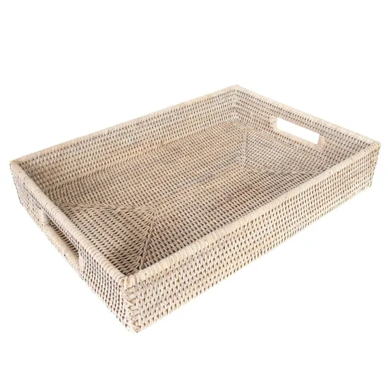 Rattan Rectangular Tray, Cutout Handles