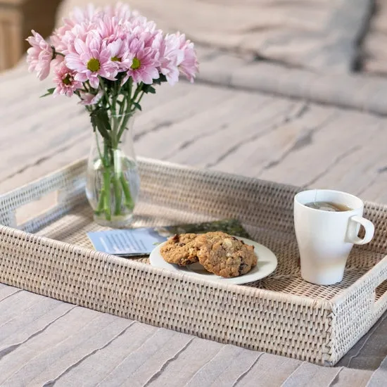 Rattan Rectangular Tray, Cutout Handles