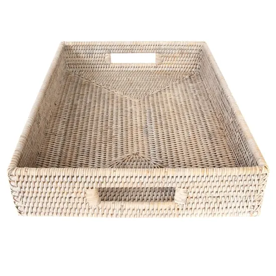 Rattan Rectangular Tray, Cutout Handles