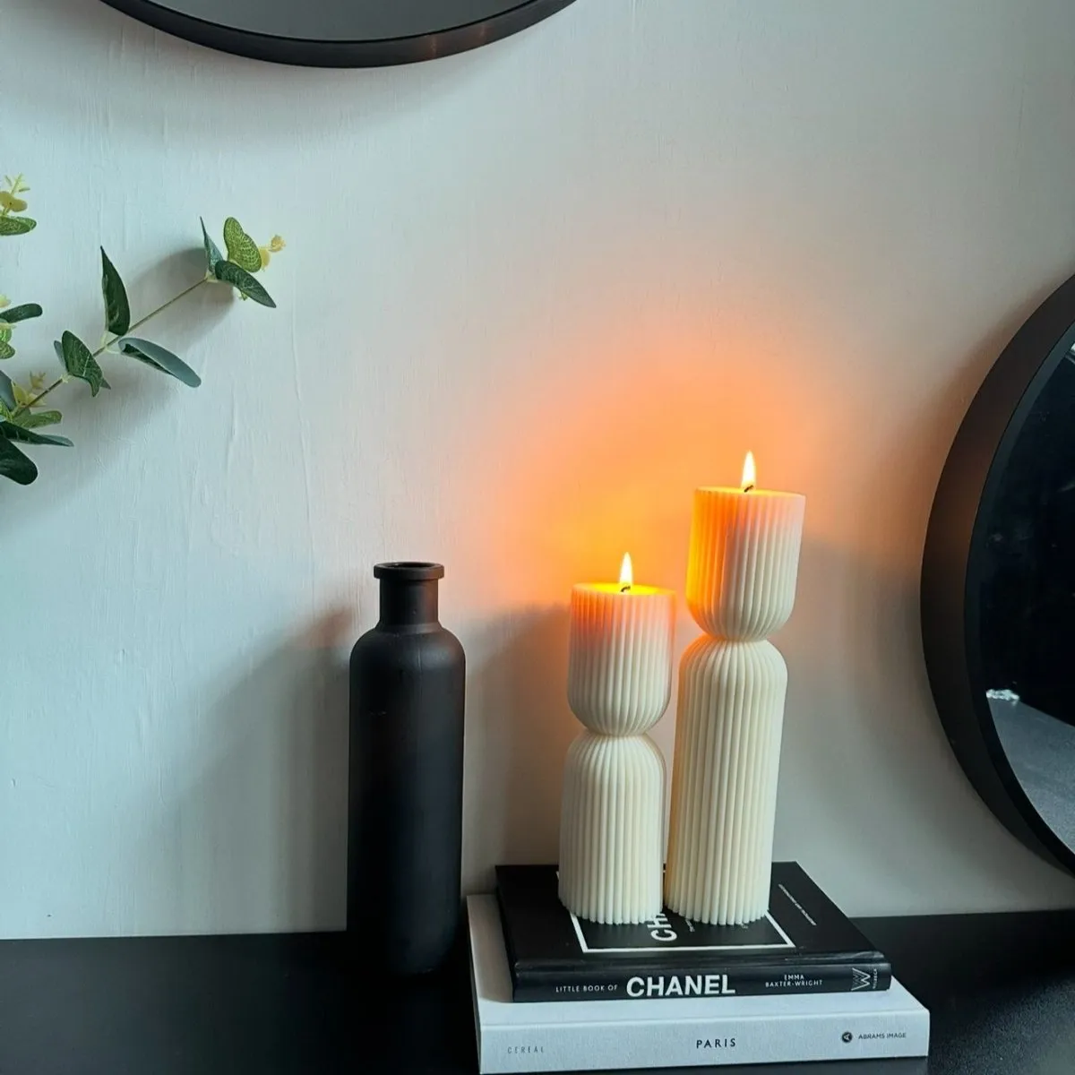 Ribbed Sculptured Pillar Candle