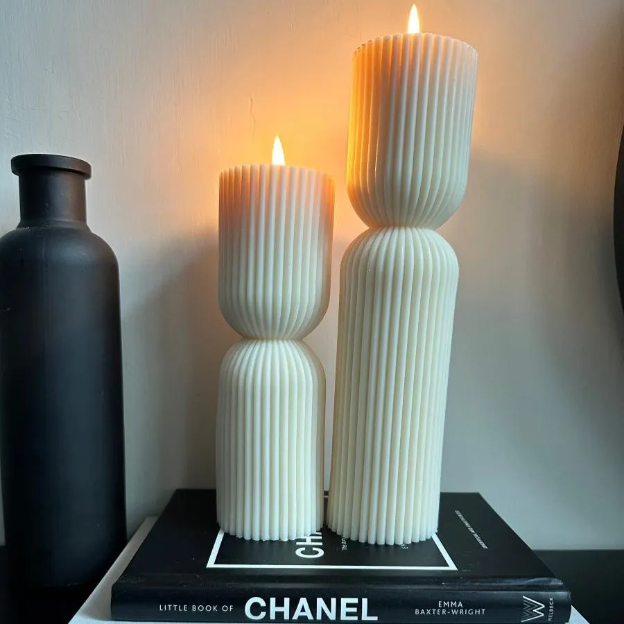 Ribbed Sculptured Pillar Candle