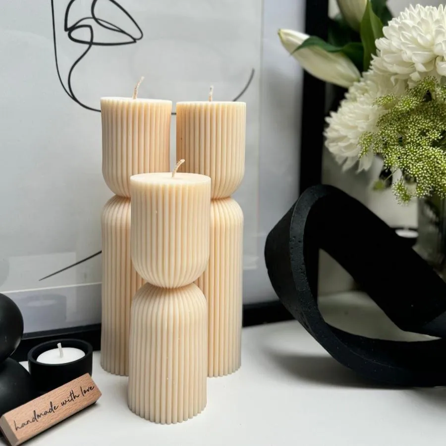 Ribbed Sculptured Pillar Candle