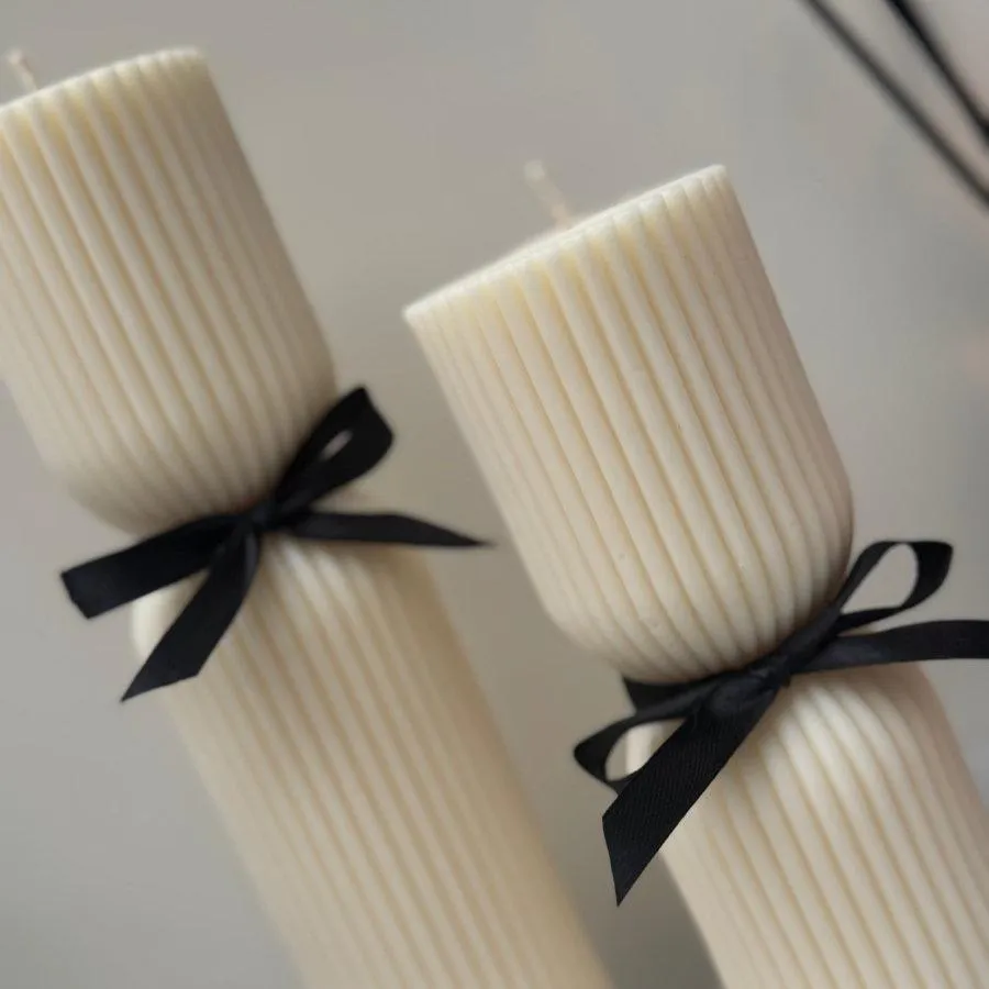 Ribbed Sculptured Pillar Candle