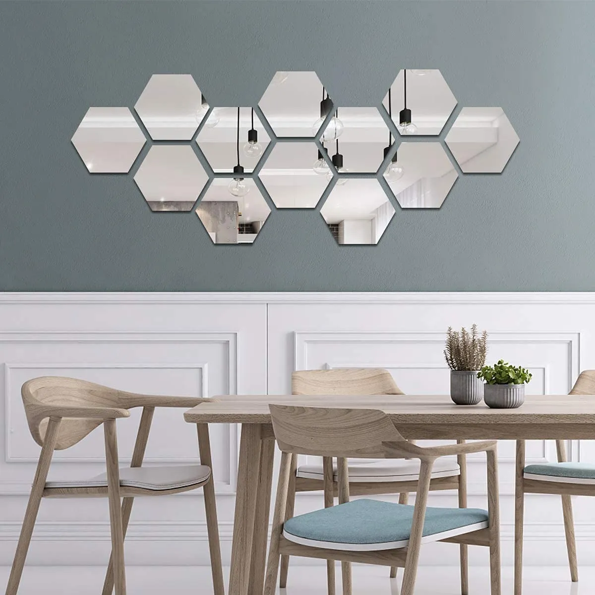 RIVIOX Wall Mirror Sticker Hexagon Mirror Wall Sticker 12 PCs Removable Acrylic Mirror Wall Sticker Decal Honeycomb Mirror for Home Living Room Bedroom Decor