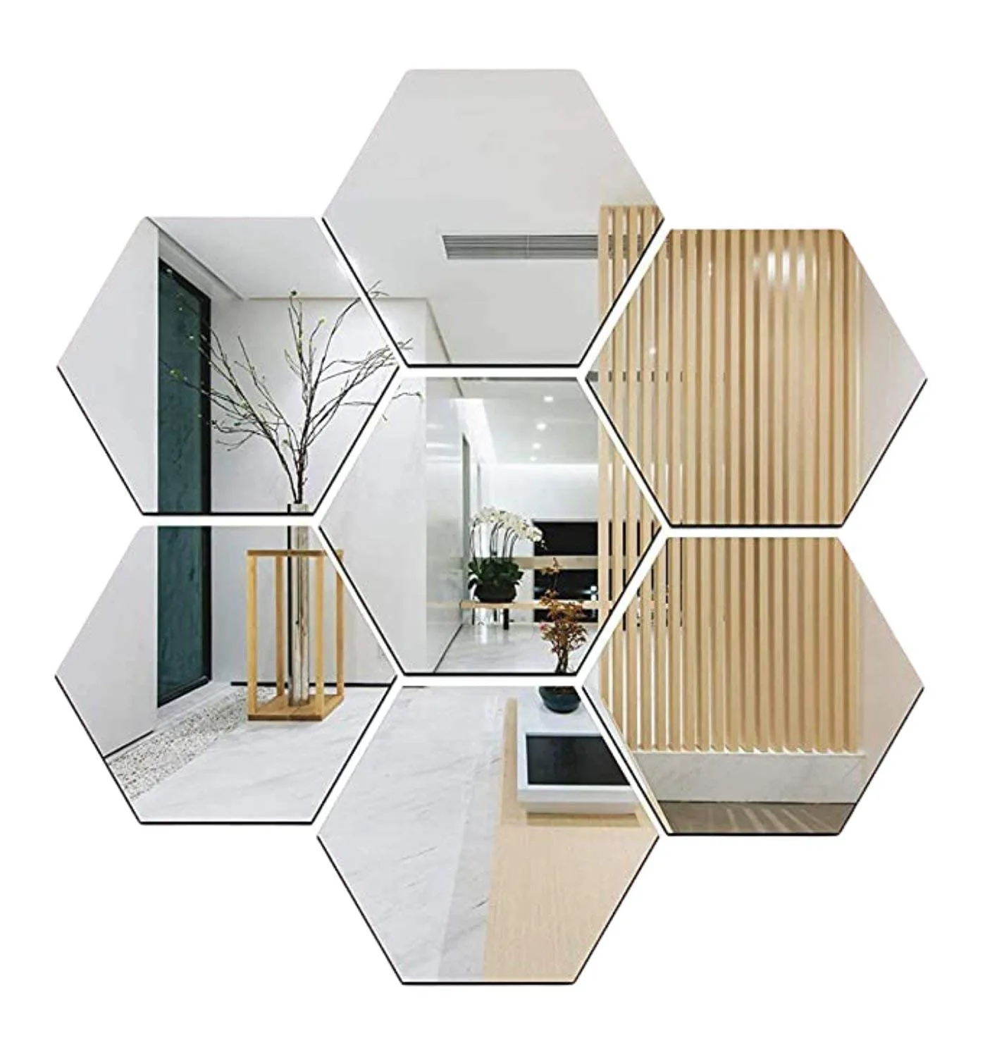 RIVIOX Wall Mirror Sticker Hexagon Mirror Wall Sticker 12 PCs Removable Acrylic Mirror Wall Sticker Decal Honeycomb Mirror for Home Living Room Bedroom Decor