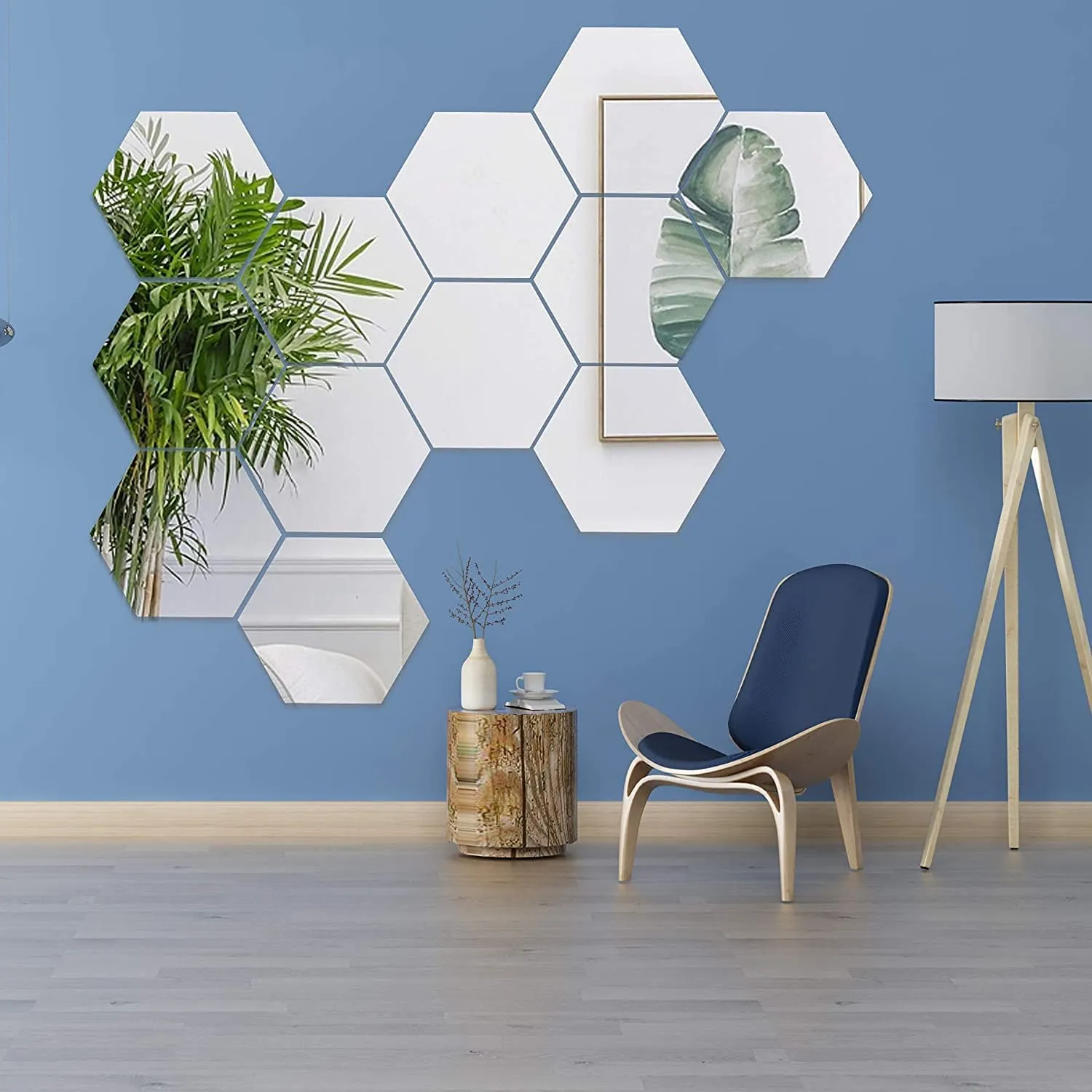 RIVIOX Wall Mirror Sticker Hexagon Mirror Wall Sticker 12 PCs Removable Acrylic Mirror Wall Sticker Decal Honeycomb Mirror for Home Living Room Bedroom Decor