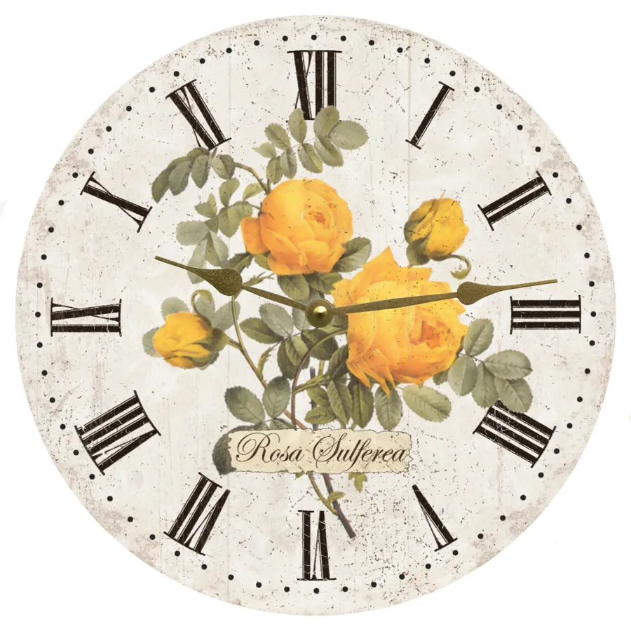 Romantic Yellow Rose Clock – Elegant Floral Wall Décor