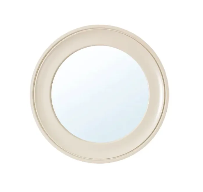 Round Framed Mirror in Ivory