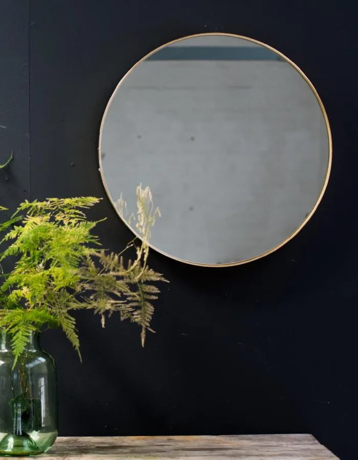 Round Gold Edged Mirror