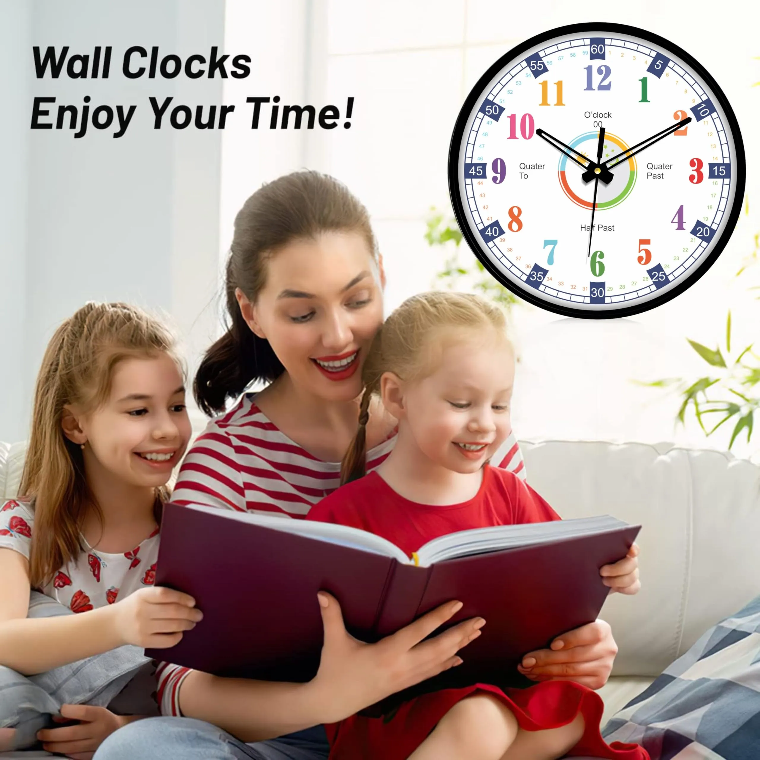 SANDROSE 10-inch Classic & Stylish Wall Clock with Modern Touches, Perfect for Home Living Room Bedroom Hall Office 1040