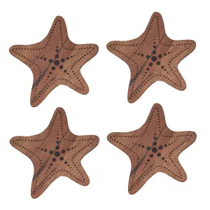 Sea Star Wood Coasters, Set of 4