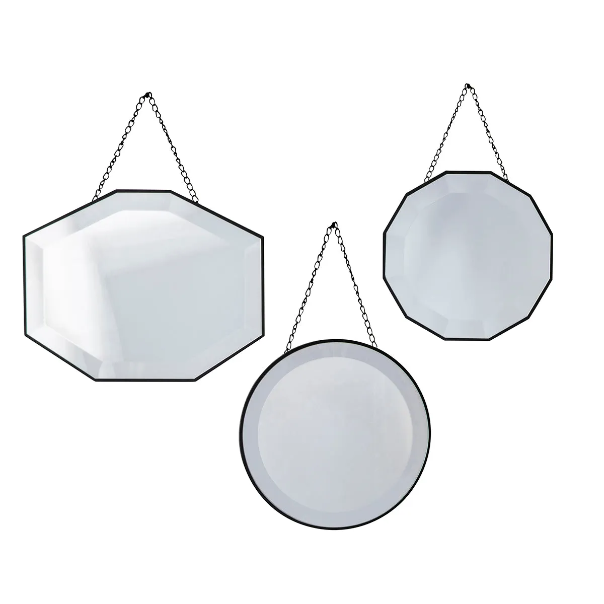 Set Of Three Bevelled Chained Mirrors -