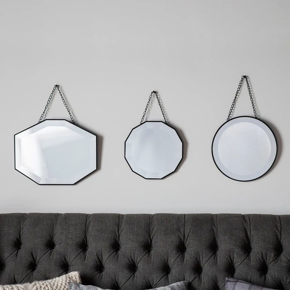 Set Of Three Bevelled Chained Mirrors -