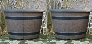 SG Traders™ Round Plastic Barrel Tub Planters