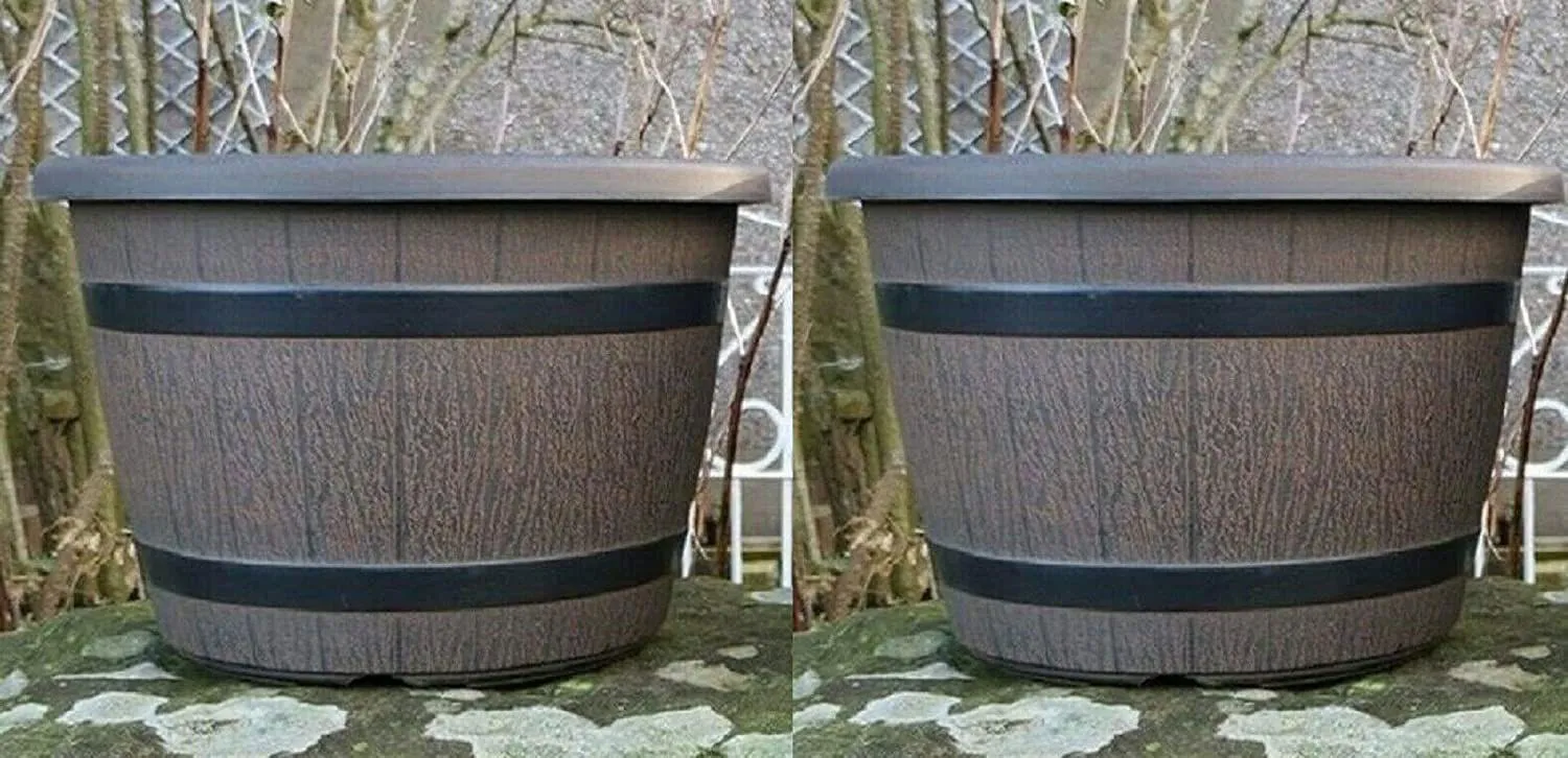 SG Traders™ Round Plastic Barrel Tub Planters