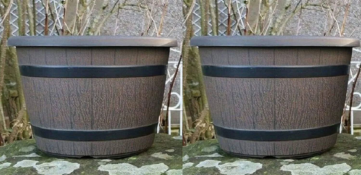 SG Traders™ Round Plastic Barrel Tub Planters