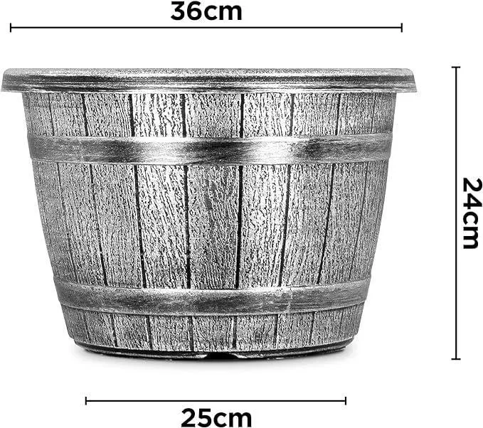 SG Traders™ Round Plastic Barrel Tub Planters