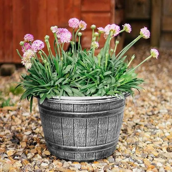 SG Traders™ Round Plastic Barrel Tub Planters