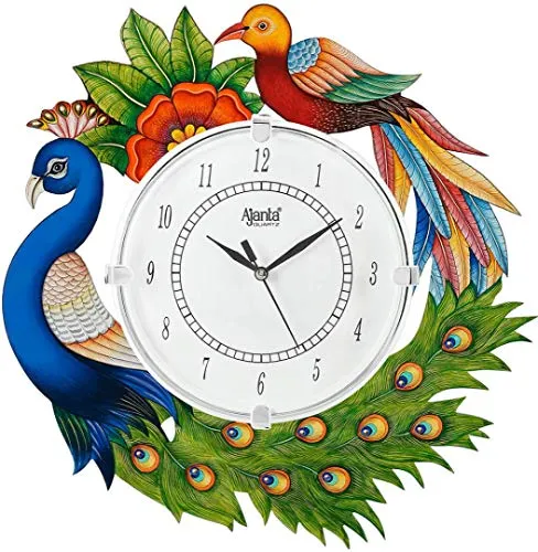 Shashank Analog Designer Wooden Elegent Peacock Round Wall Clock For Office And Living Room (Big Size) Multicolor - 33.02 Cm, 0.03 Cm