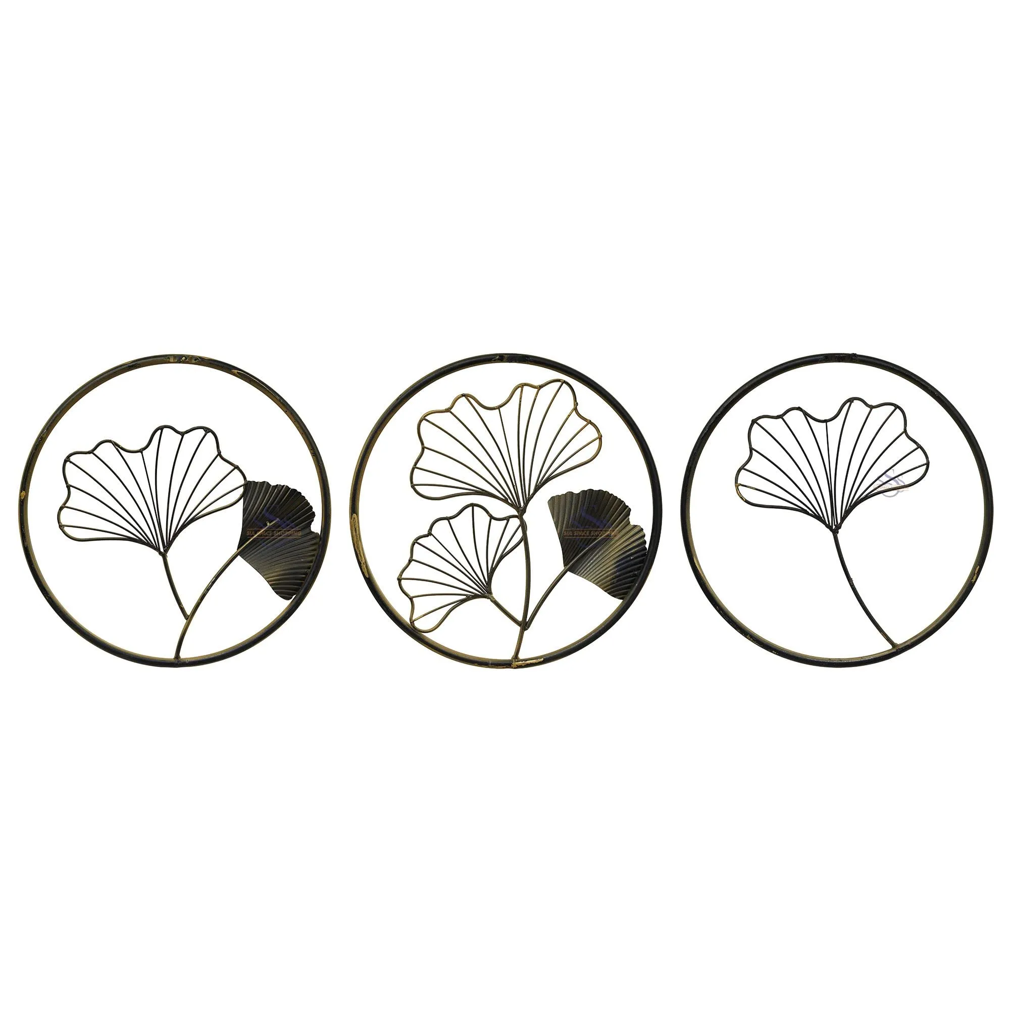 SIA SPACE SHOPPING Metal Gingko Leaf Wall Decor Wall Hanging Wall Arts for Home Hotel Living Room Bedroom Office Decor