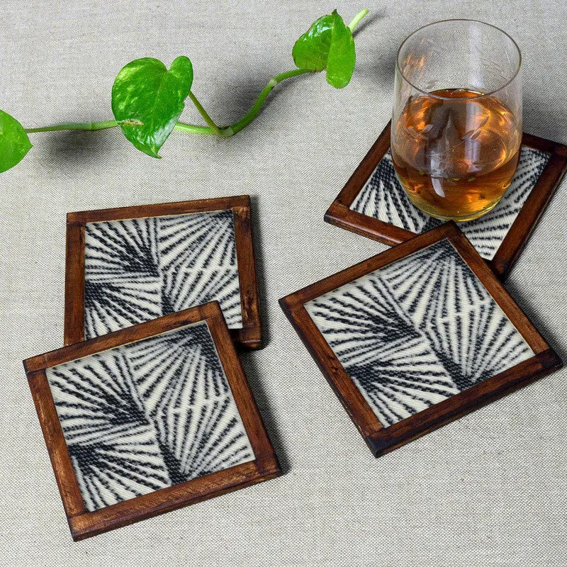 Silk Coaster | Monochrome Elegance | Blue | Set of 4