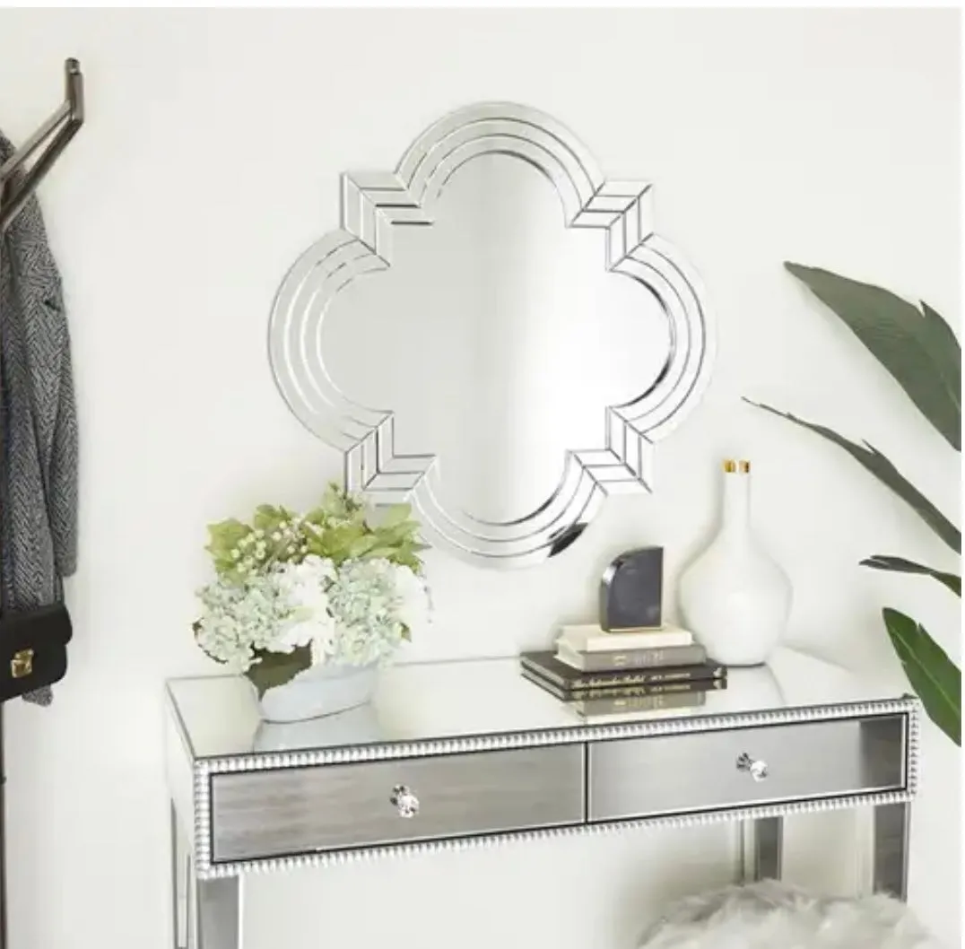 Silver Wood Glam Wall Mirror - 32" x 32" x 2"