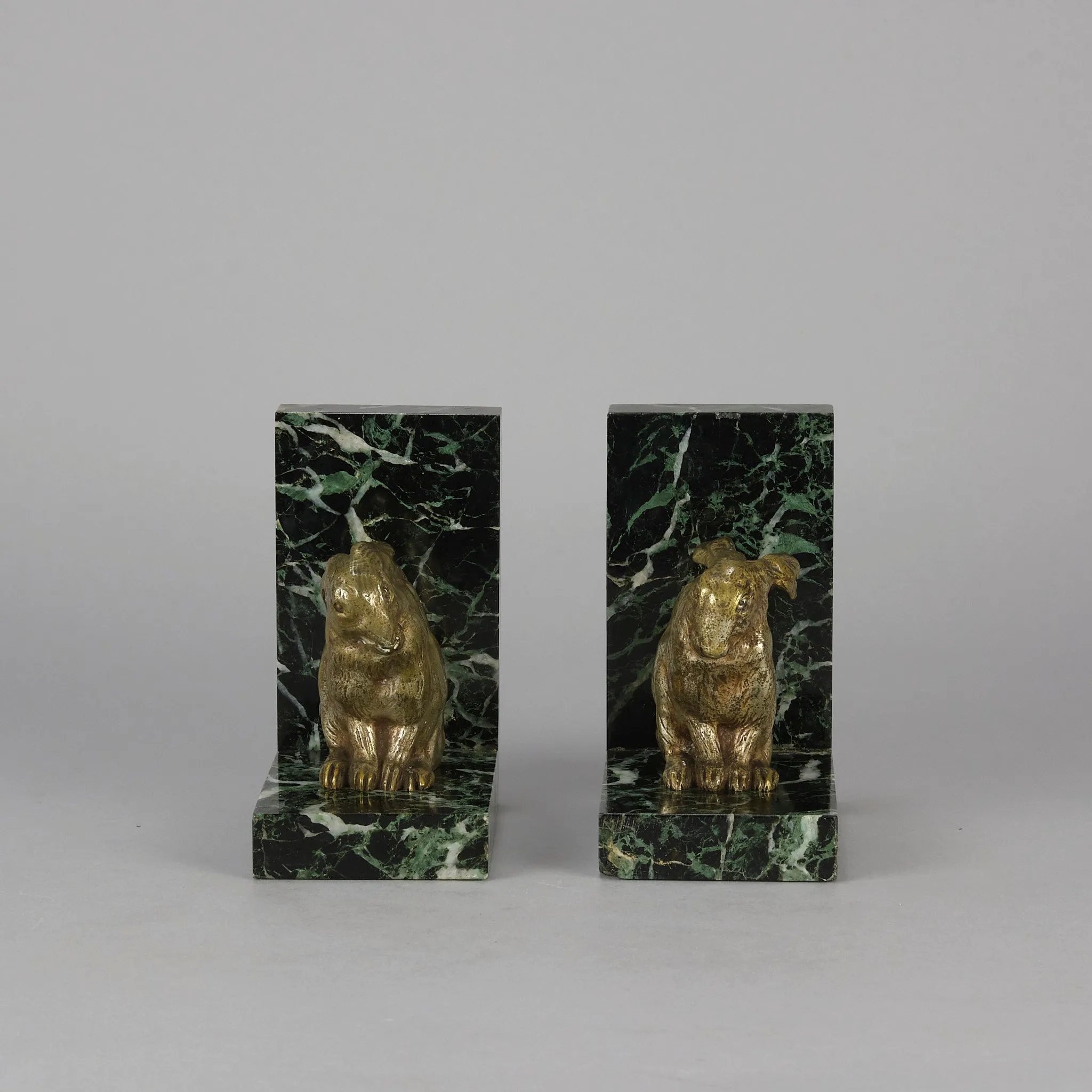 Silvered French Bronze Rabbit Bookends