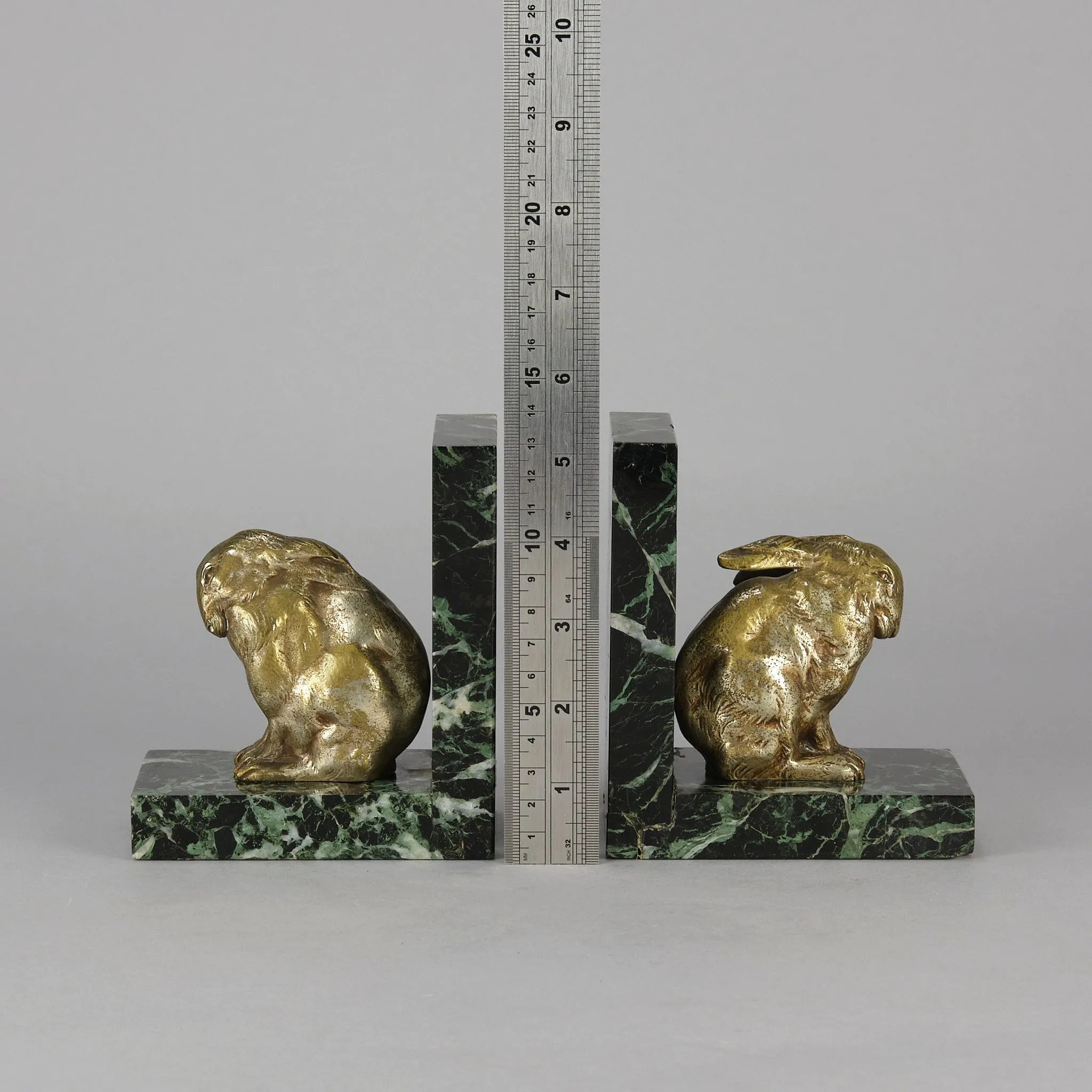 Silvered French Bronze Rabbit Bookends