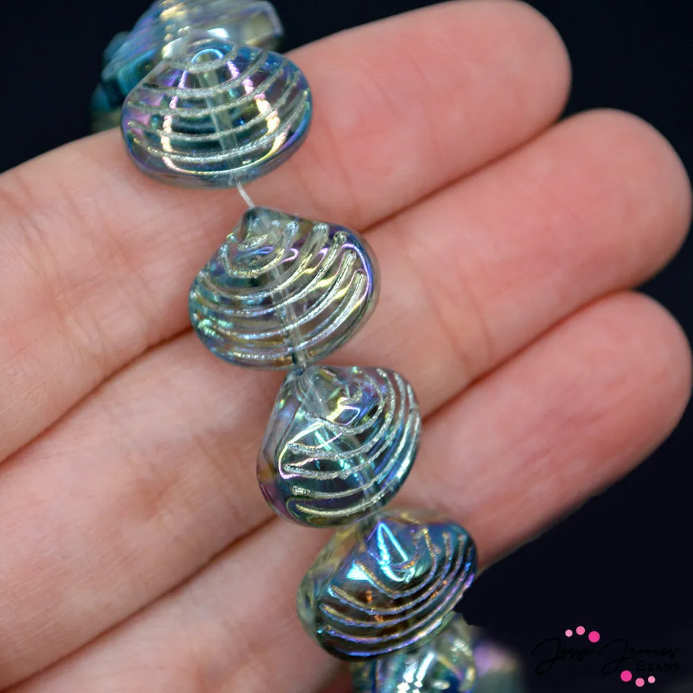 Single Style Glass Bead Strand in AB Seafloor Seashells