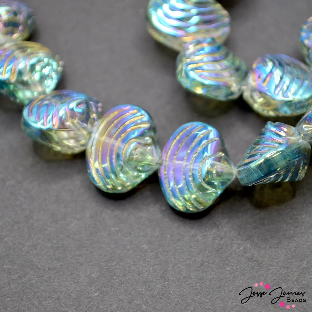 Single Style Glass Bead Strand in AB Seafloor Seashells