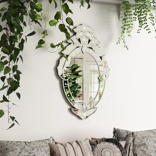 SN HANDICRAFTS Venetian Mirror for Decor - Silver Mirror for Living Room, Bedroom, Entryway