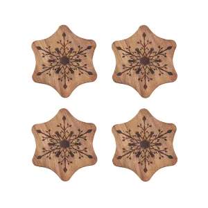 Snowflake Wood Coasters, Set of 4