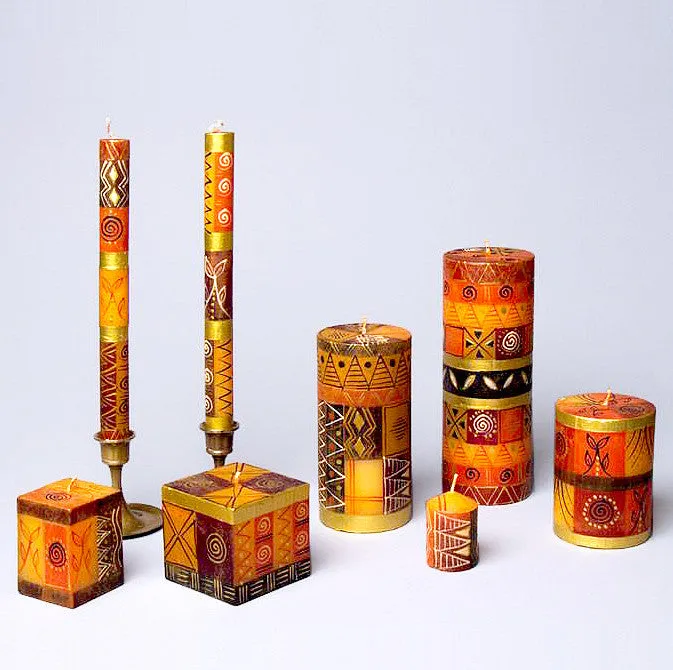 South African Safari Gold hand-painted dripless candles