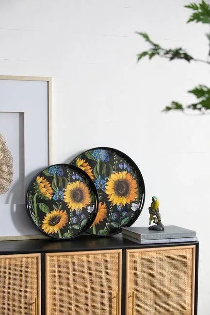 Sunflower Decorative set of 2 Round Trays