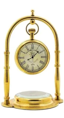 Table Clock | Desk Clock with Brass Table Clock, Silent Non-Ticking Classic Battery Operated Decorative Mantel Desk Shelf Clock for Living Room (Gold)