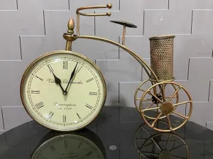 The Handicraft Store Handmade Metal Clock with Pen Stand for Office, Living Room, Bedroom, Dining Room, Kids Room. Size - 42 x 30 Centimetre