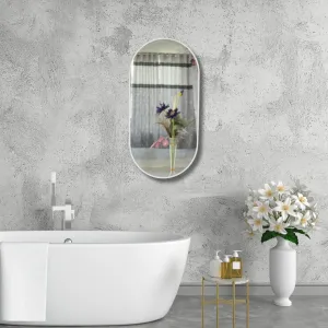 TINITALO Modern Elegance Capsule Shape Wall-Mounted Mirror Metal Framed Wall Mirror Bathroom Mirror Living Room Mirror Home Decor Mirror 24 x 48 Inches White MF 106