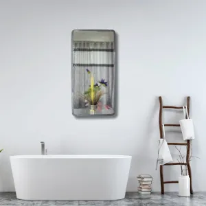 TINITALO Modern Elegance Rectangular Wall-Mounted Mirror Metal Framed Wall Mirror Bathroom Mirror Living Room Mirror Home Decor Mirror 18 x 36 Inches Antique Silver MF 97