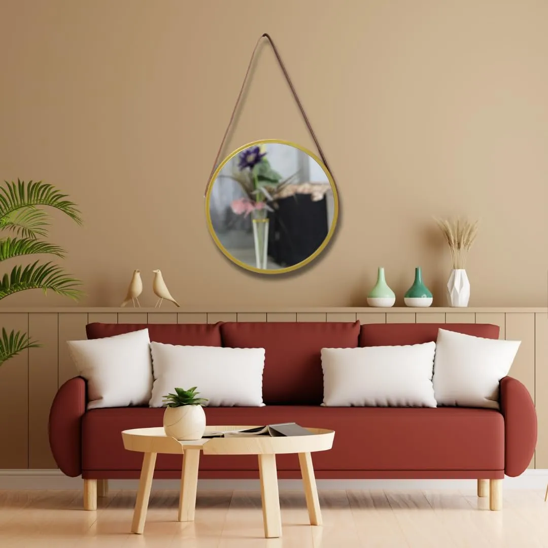 TINITALO Modern Elegance Round Wall-Mounted Mirror Metal Framed Wall Mirror Bathroom Mirror Living Room Mirror Home Decor Mirror 18 x 18 Inches Golden MF 75