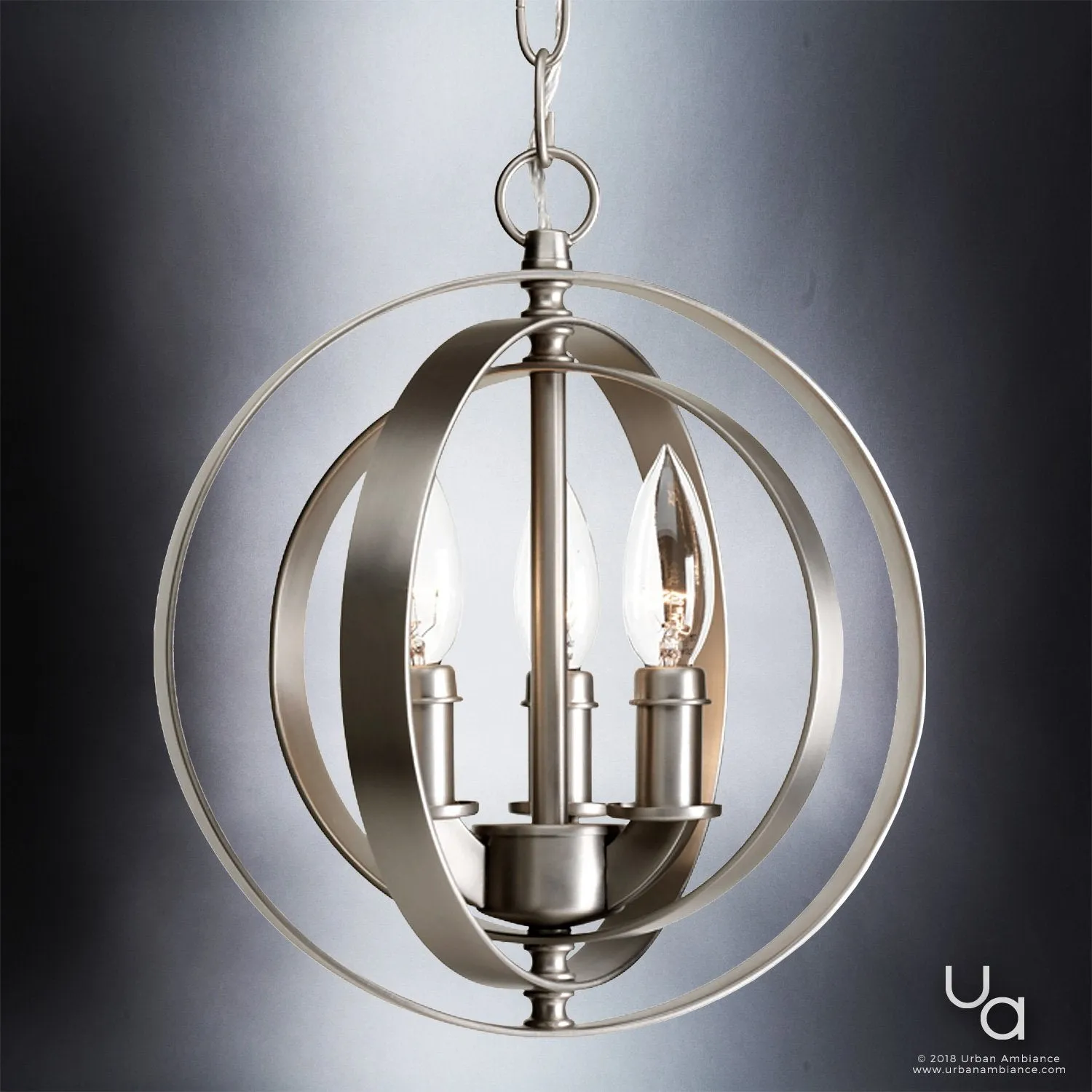 UHP2320 Luxe Industrial Pendant, 11-3/4"H x 10-1/8"W, Brushed Nickel Finish, Arezzo Collection